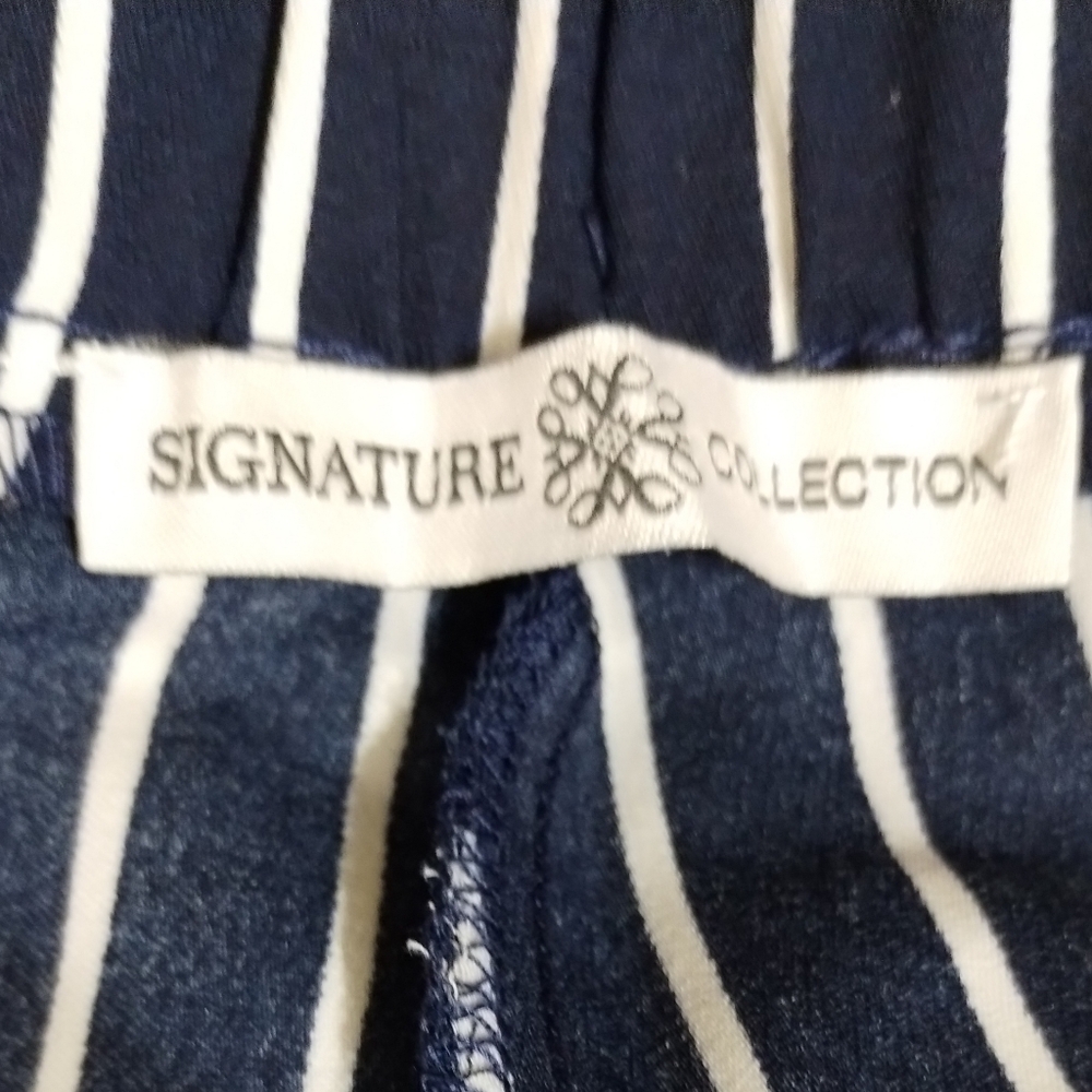 Signature Collection Women's Size XL Navy and White Striped Trousers - Picture 5 of 7